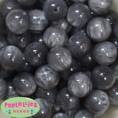 20mm Gray Flannel Bubblegum Bead