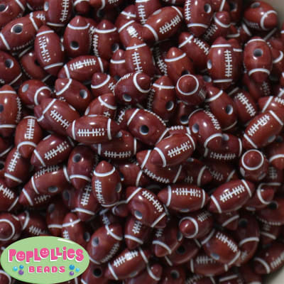 20mm Acrylic Football Print Bubblegum Beads