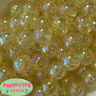 20mm Gold Glitter  Bubblegum Beads