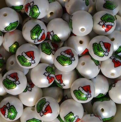 20mm Monster Print on a White Matte Bead