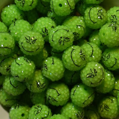 20mm Rhinestone Grinch Bubblegum Beads