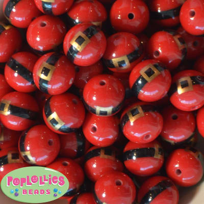 20mm Santa Belt Print Bead  20pc.