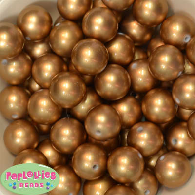 20mm Matte Gold Acrylic Pearl Bubblegum BeadsBulk