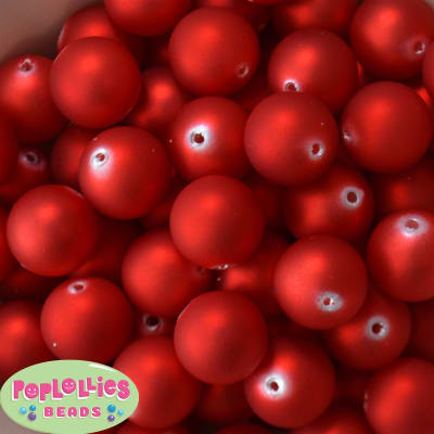 20mm Matte Red Acrylic Bubblegum Beads