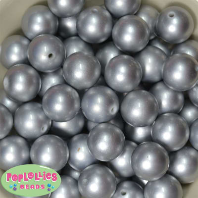 20mm Matte Silver Acrylic Bubblegum Beads