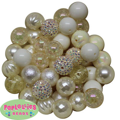 20mm Cream Mixed Bubblegum Beads 52pc