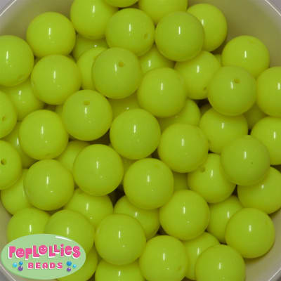 20mm Neon Yellow Jelly Style Acrylic Bubblegum Beads