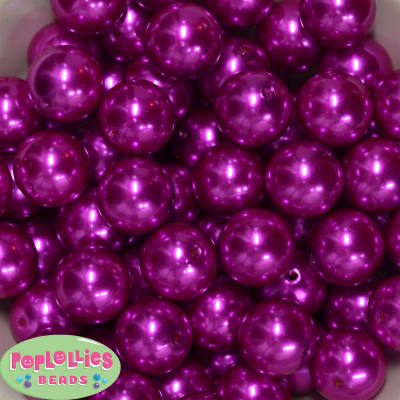 20mm Bright Pink Faux Pearl Acrylic Bubblegum Beads
