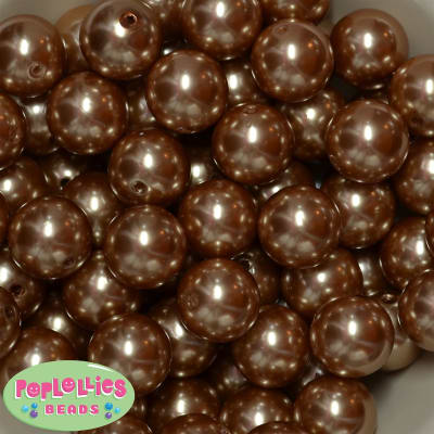 20mm Champagne Faux Pearl Acrylic Bubblegum Beads