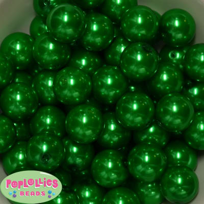 20mm Christmas Green Faux Pearl Acrylic Bubblegum Beads