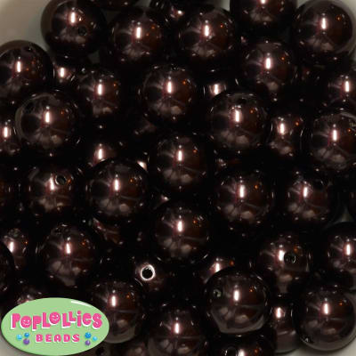 20mm Cocoa Brown Faux Pearl Acrylic Bubblegum Beads