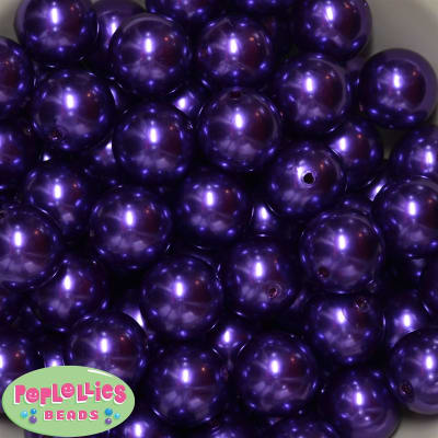20mm Dark Purple Faux Pearl Acrylic Bubblegum Beads
