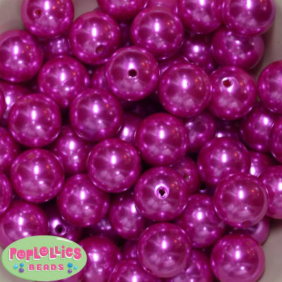 20mm Rose Pink Faux Acrylic Pearl Bubblegum Beads