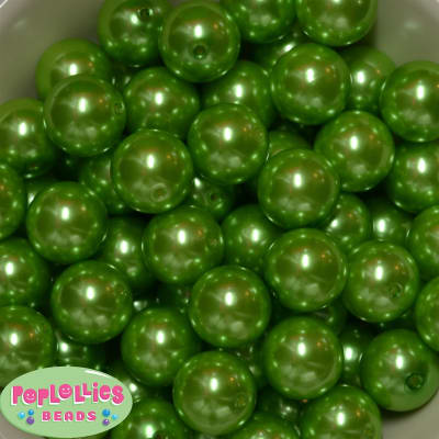20mm Lime Green Faux Acrylic Pearl Bubblegum Beads