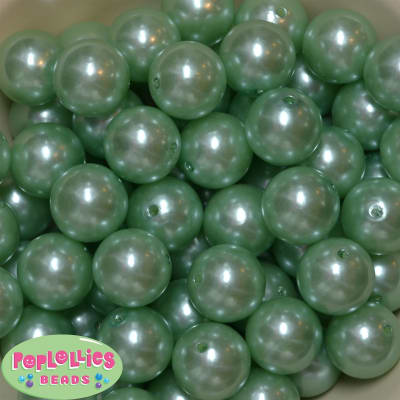 20mm Mint Faux Acrylic Pearl Bubblegum Beads