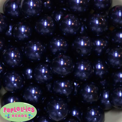 20mm Navy Blue Faux Acrylic Pearl Bubblegum Beads