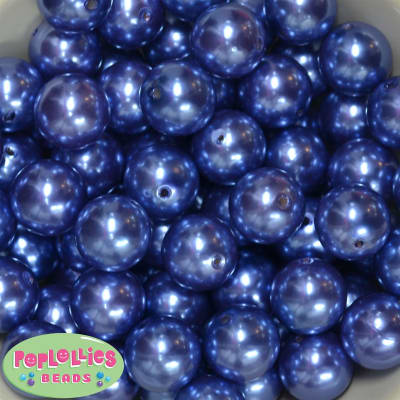 20mm Ocean Blue Faux Acrylic Pearl Bubblegum Beads