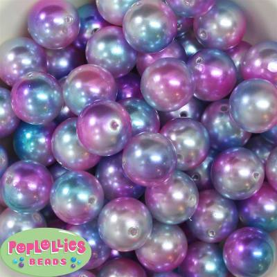 20mm Jewel Tone Ombre Faux Acrylic Pearl Bubblegum Beads