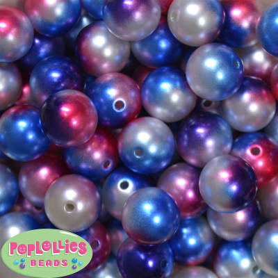 20mm Multi color Patriotic Pearl Bubblegum Beads