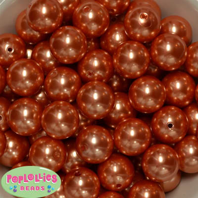 20mm Orange Sherbert Faux Acrylic Pearl Bubblegum Beads