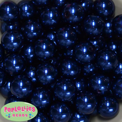 20mm Royal Blue Faux Acrylic Pearl Bubblegum Beads