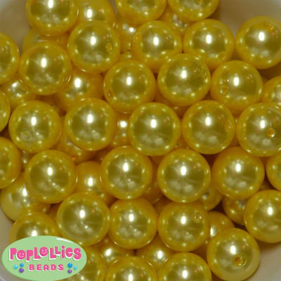 20mm Yellow Faux Acrylic Pearl Bubblegum Beads Bulk