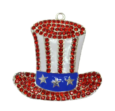 American Flag Top Hat Rhinestone Pendant