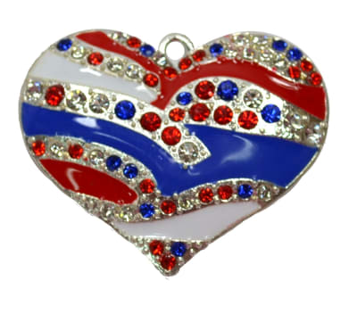 Patriotic Heart Rhinestone Pendant