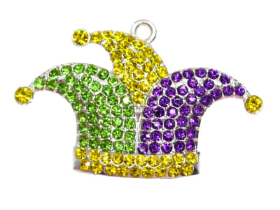 Mardi Gras Jester Hat Rhinestone Pendant