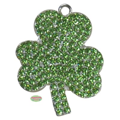 38mm Rhinestone Green Clover Pendant