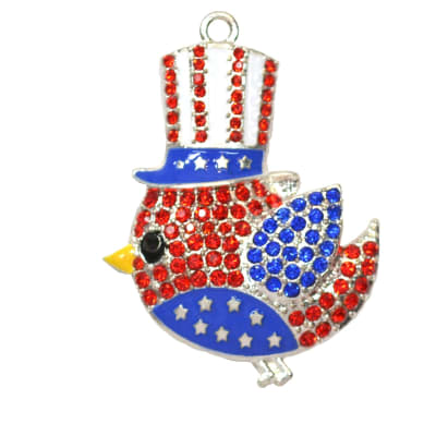 Darling Patriotic Bird Rhinestone and Enamel Pendant 46mm x 36mm