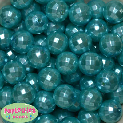 20mm Turquoise Facet Acrylic Pearl Bubblegum Beads