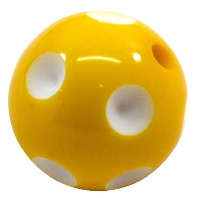 20mm Yellow Polka Dot Bubblegum Beads