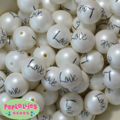 20mm Love Print Matte Bead 20pc.