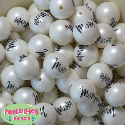 20mm Mom Print Matte Bead 20pc.
