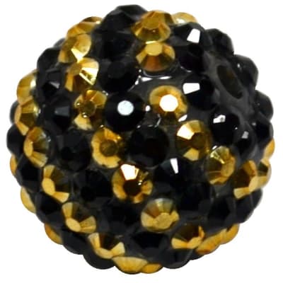20mm Gold and Black Stripe Rhinestone Bubblegum Beads