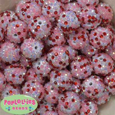 20mm Love Valentine Confetti Rhinestone Beads