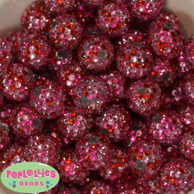 20mm Valentine Confetti Rhinestone Beads