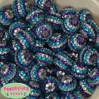 20mm Frozen Stripe Rhinestone Bubblegum Beads