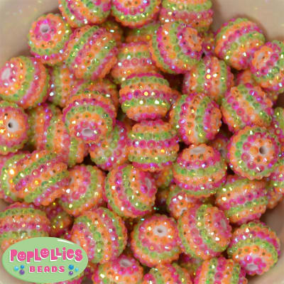 20mm Spring Stripe Rhinestone Bubblegum Beads Bulk