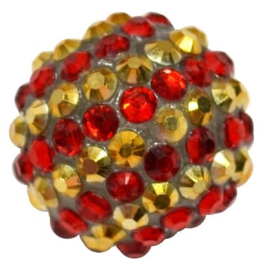 20mm Red & Gold Stripe Rhinestone Bubblegum Beads