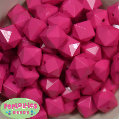 20mm Solid Hot Pink Cube Bubblegum Bead Bulk