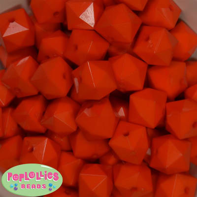 20mm Solid Orange Cube Bubblegum Bead