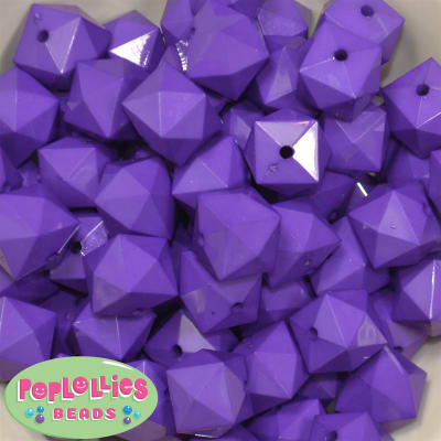 20mm Solid Purple Cube Bubblegum Bead