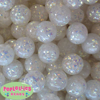 20mm resin bubblegum bead with white sequins inside