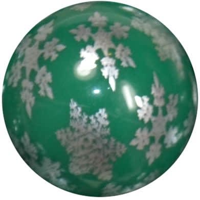 20mm silver snowflakes printed on green solid bubblegum beads