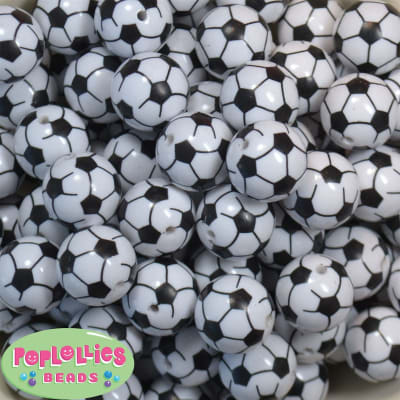20mm Soccer Ball Bubblegum Beads