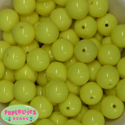 20mm Lemon Yellow Acrylic Bubblegum Beads Bulk