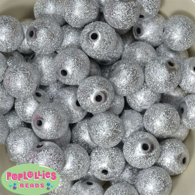 20mm Silver Stardust Bubblegum Beads Bulk