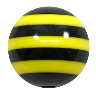 20mm Black & Yellow Stripe Resin Bubblegum Beads